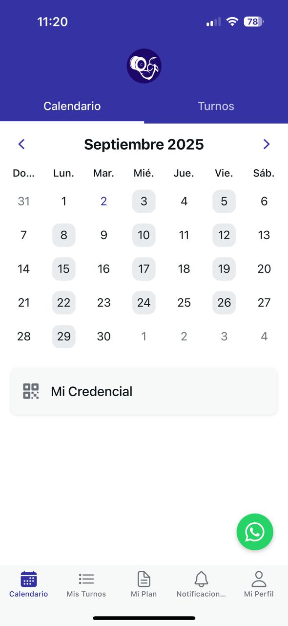 Muestra de la interfaz de cliente de la app