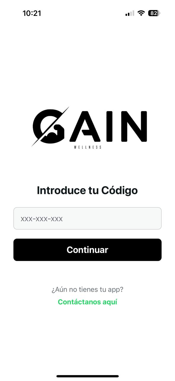 Muestra de la interfaz de ingreso de código